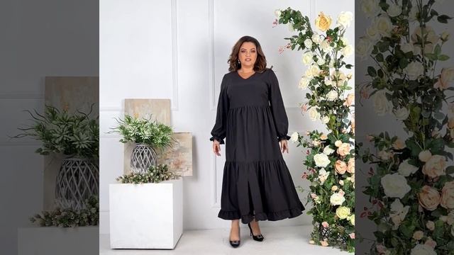 Невероятно красивое платье в пол из софта чёрное