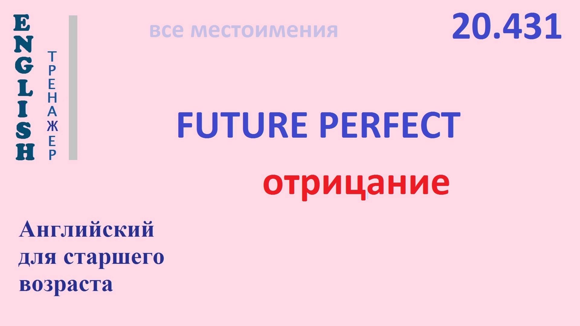 Английский ТРЕНАЖЕР 20.431 Future Perfect отрицание
