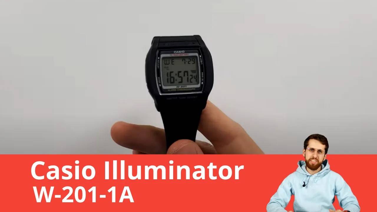 Часы Casio Illuminator W-201-1A. Обзор и настройка смотреть онлайн