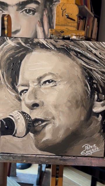Portrait paintings of David Bowie, Tina Turner, Leonard Cohen by artist Peter Engels. смотреть онлайн