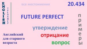 Английский ТРЕНАЖЕР 20.434 Future Perfect   I he she you we they утв. отр. вопрос  ПРИМЕРЫ