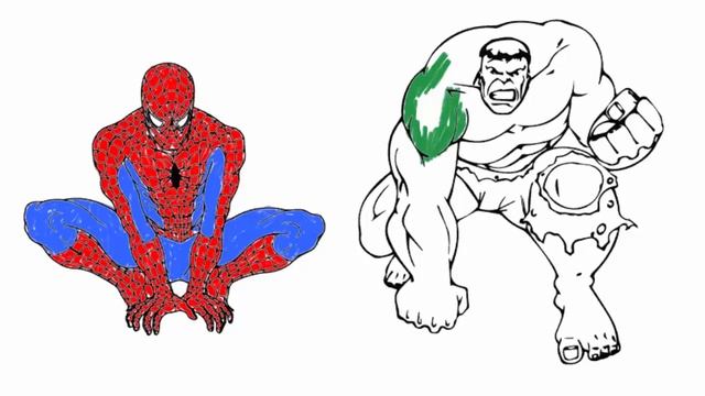 SPIDERMAN VS Hulk Drawing And Coloring - Fun Time