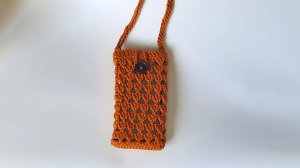 Сумка для телефона Летняя вязаная крючком из шнура. МК 2025. Мастер - класс/ Треугольники