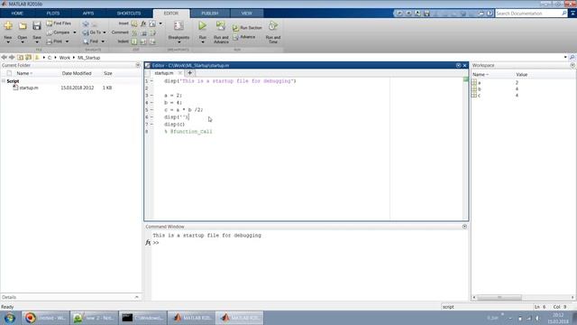 How to debug startup.m file (or put break points) in MATLAB? смотреть онлайн
