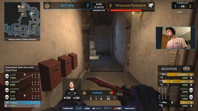 ФИНАЛ. VIRTUS.PRO vs SAW. MAP-1 INFERNO. DREAMHACK OPEN DECEMBER 2020 смотреть онлайн
