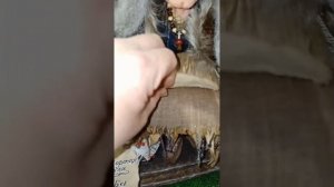 Кукла из капрона "Баба Яга" на подставке.