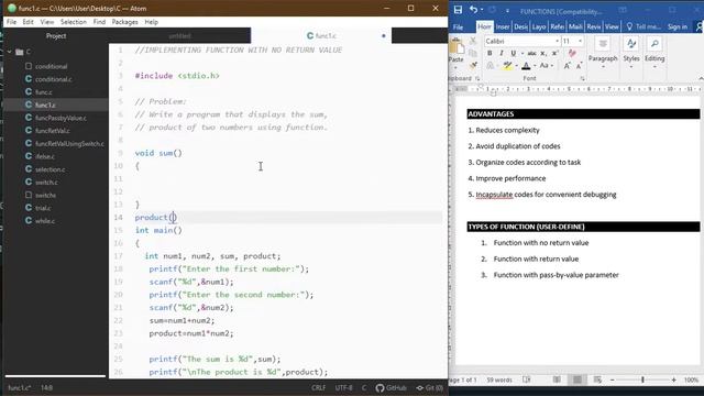 USER-DEFINED FUNCTION USING C смотреть онлайн