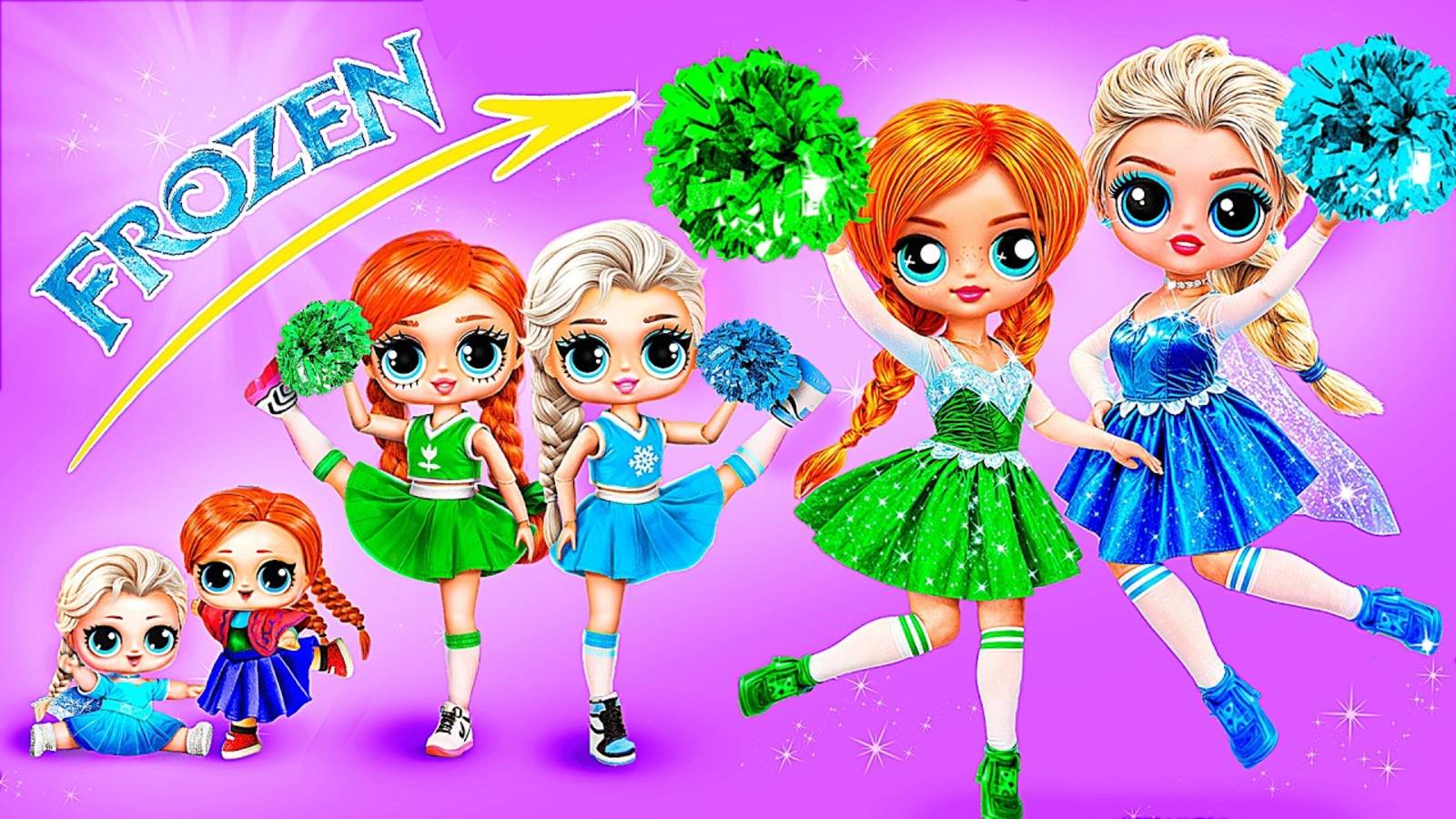 Сестры чирлидерши Эльза и Анна взрослеют! 32 идеи для принцесс смотреть онлайн