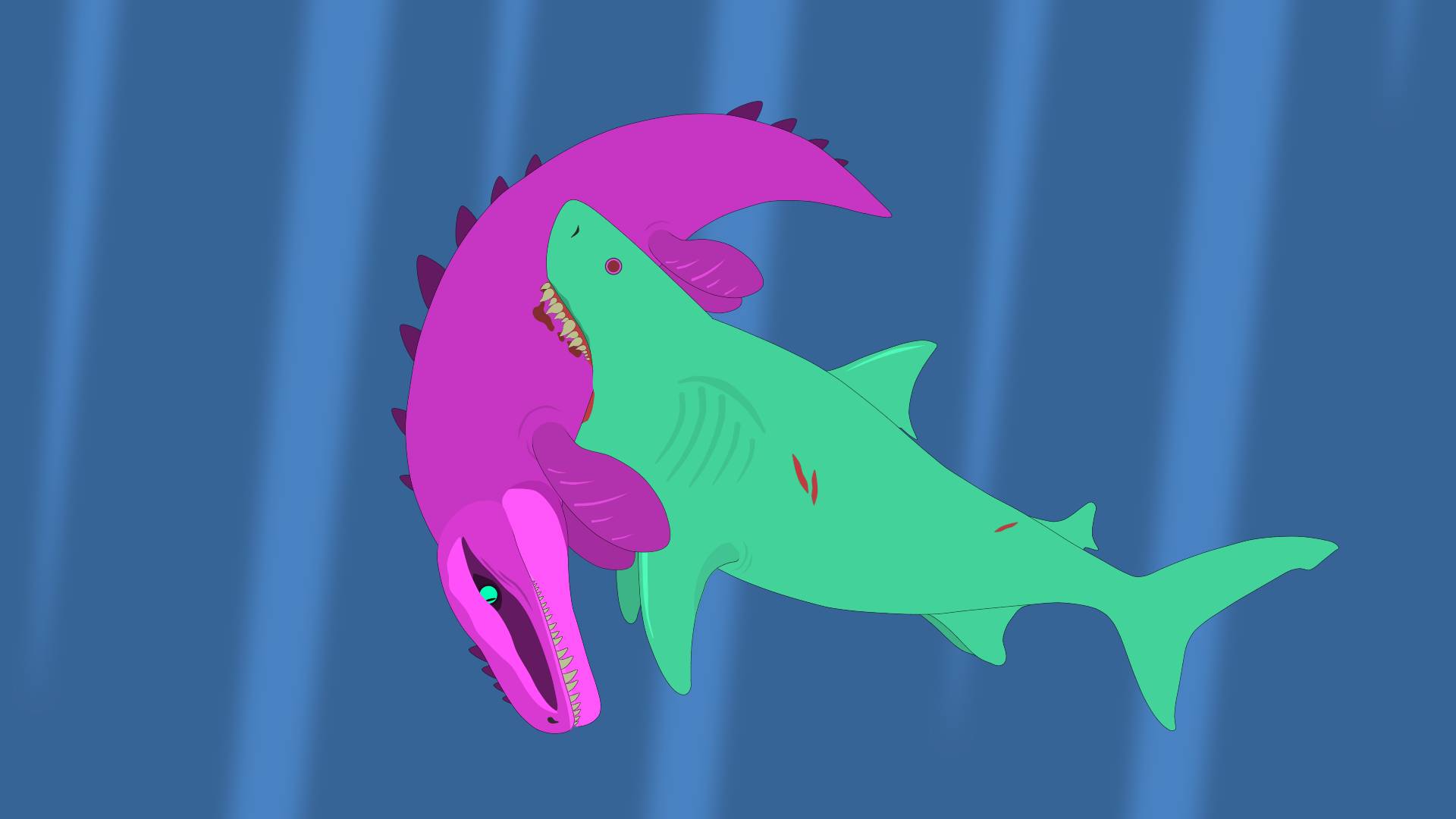 Мозазавр против Мегалодона | Анимация смотреть онлайн