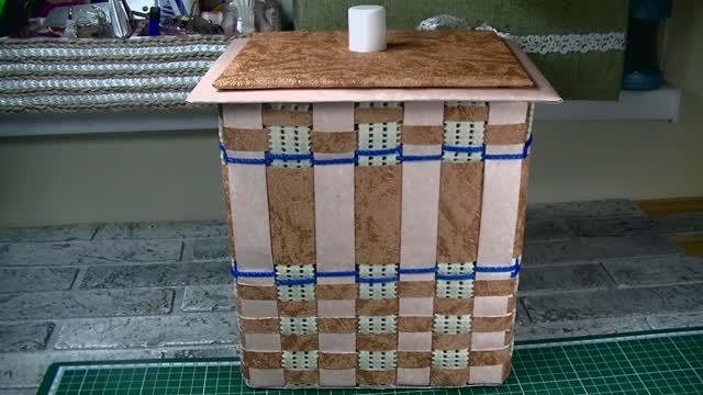 Контейнер для хранения с крышкой .Переделка коробки . Идея из картона.. смотреть онлайн