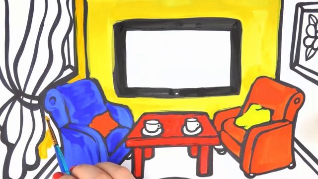 Bolalar uchun yashash xonasini chizish|Drawing living room for children|Рисование гостинная детям смотреть онлайн