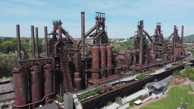 INCREDIBLE STEEL MILL VIDEO from DRONE! 5 BLAST FURNACES!! смотреть онлайн
