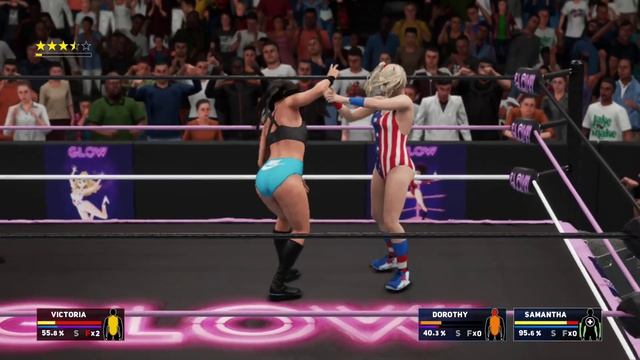 GLOW 1985 Victoria Kay & Buzzsaw Vs Dorothy & Samantha - Tag Team