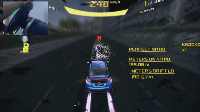 drifting in asphalt 8 airborne with steering wheel cam (no commentary)| Radgamer