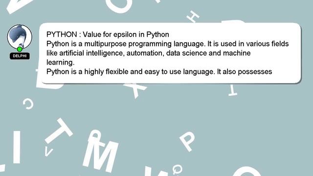 PYTHON : Value for epsilon in Python смотреть онлайн