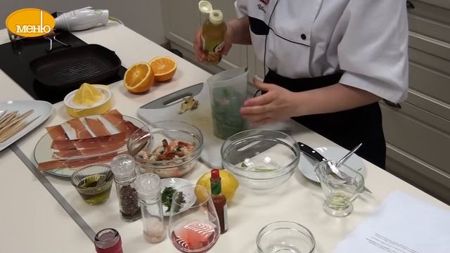 Шишчета от скариди с босилеков сос