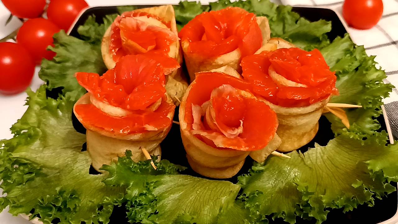 🌞 "Букет роз" из блинов с рыбой на Масленицу смотреть онлайн