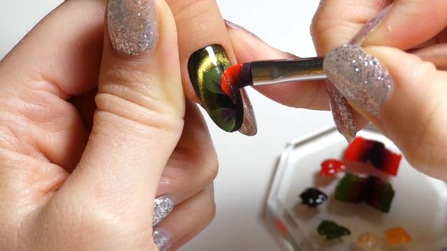 Poinsettia One Stroke Nail Art | Gel Painting | Fast Nail Art