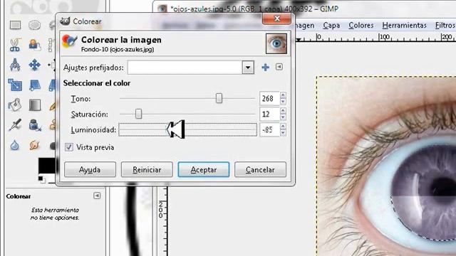 TUTORIAL GIMP 2.6 - Como cambiar el color de ojos. смотреть онлайн