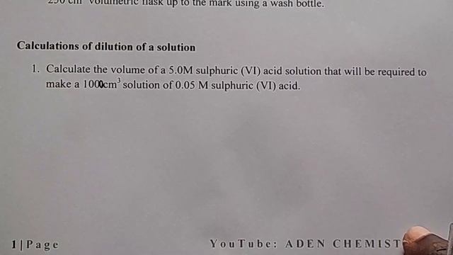 FORM 3: TOPIC 2: MOLE: LESSON 11 (Dilution of a solution) | ADEN CHEMISTRY смотреть онлайн