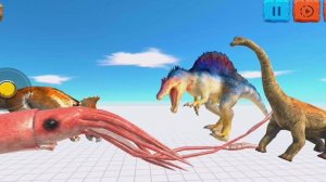 СПИНОЗАВР И БРАХИОЗАВР ПРОТИВ ТРИЦЕРАТОПСА И ОГРОМНОГО КАЛЬМАРА 😱 ARBS