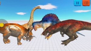 БРАХИОЗАВР И ТРИЦЕРАТОПС VS ТИРЕКС И СПИНОЗАВР 😱 Animal Revolt Battle Simulator