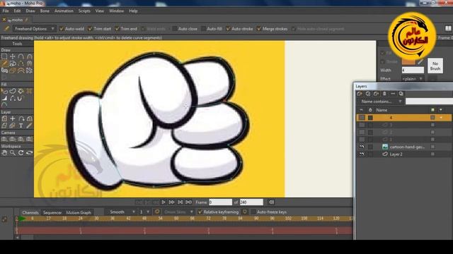 الدرس 3| طريقه رسم شخصيه كارتونيه | رسم اشكال الفم واليد | Moho 13 | @عالم الكارتون 