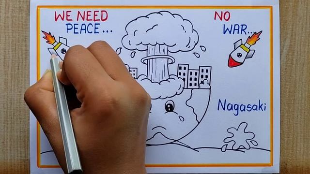 Hiroshima Nagasaki Day drawing easy| Hiroshima Nagasaki Day Poster drawing| Stop war drawing| Peace смотреть онлайн