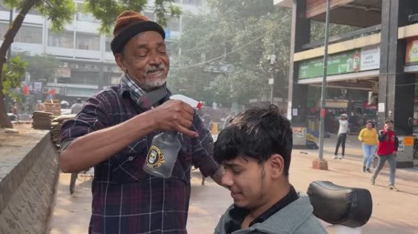 Изумительный индийский массаж головы на улице от Варис Барбер | Секрет полного расслабления | ASMR