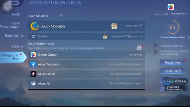 TUTORIAL TAUTKAN AKUN ML DI GAME CENTER смотреть онлайн