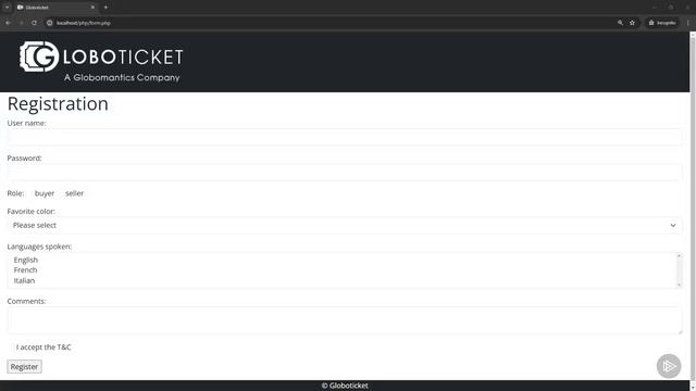18. The Globoticket Registration Form смотреть онлайн