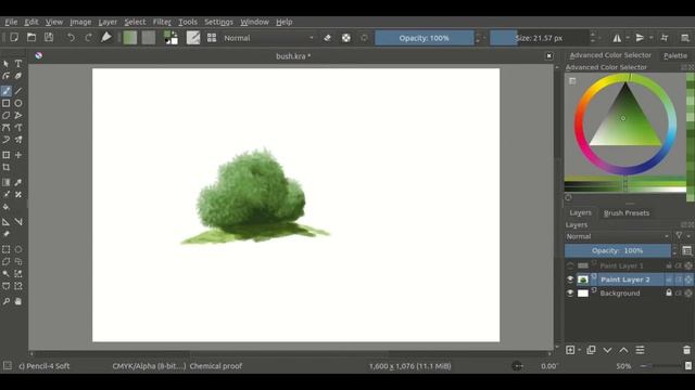 Digital painting draw a bush (shrub) from krita смотреть онлайн