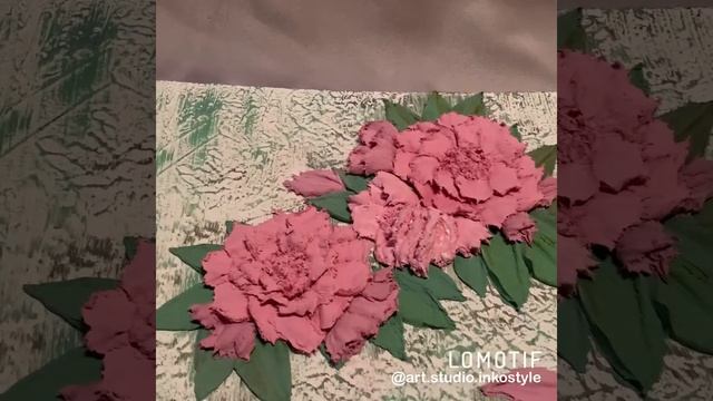 Панно «Пионы» Скульптурная живопись. #shortvideo #handmade смотреть онлайн