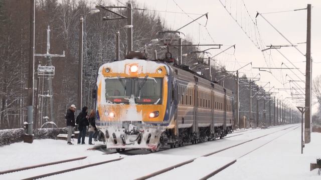 Электропоезд ЭР2Т-7117/7115 на о.п. Озолниеки / ER2T-7117/7115 EMU At Ozolnieki Stop