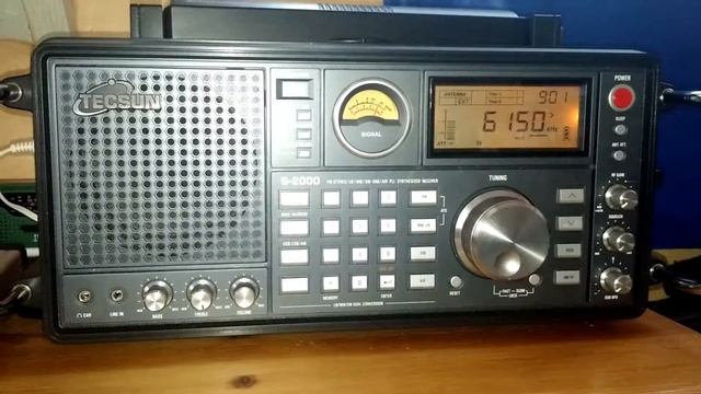 Radio Marabu in german on 6150 kHz shortwave with Tecsun S-2000 and longwire antenna смотреть онлайн