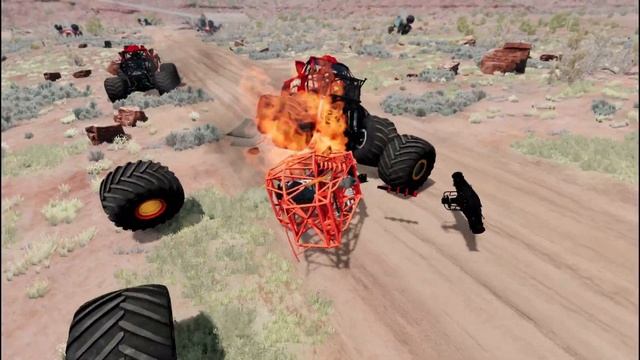 TASMANIAN DEVIL Monster jam Vs Orange Truck tag game and Destruction Beamngdrive смотреть онлайн