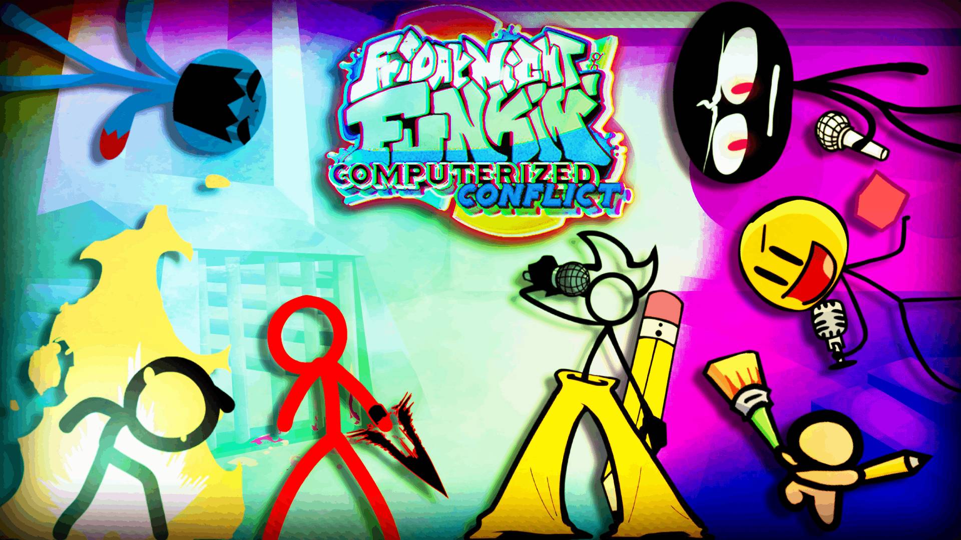 Стикмены снова в деле 🙂 FNF - Computerized Conflict + TETORIS MOD