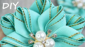 Простой способ сделать цветок канзаши из репсовых лент