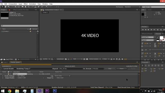 Adobe After Effects CS6 - 4K composition and render settings смотреть онлайн