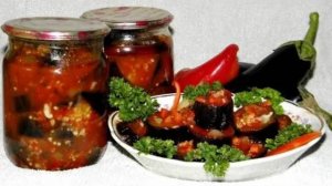 Баклажаны  в аджике, заготовка на зиму
