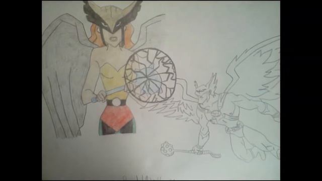 HawkGirl and HawkMan DC Comics Drawing смотреть онлайн