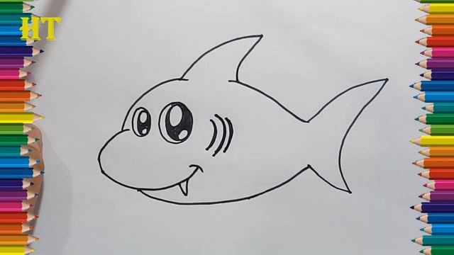 How to draw a baby shark step by step - Cute shark drawing easy смотреть онлайн