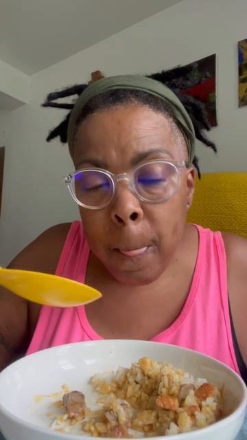 Pork & Rice Smothered In Mushroom Gravy With Watermelon-Cucumber Salad