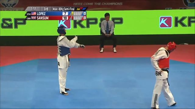 Male 80Kg SEMI FINAL Steven LOPEZ USA v Damon SANSUM GBR смотреть онлайн