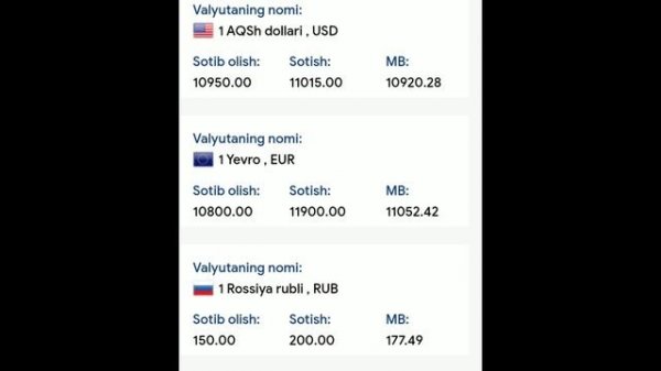 Рубл курси яна ўзгарди/Ўзбекистонда доллар ва рубл курси /O‘zbekistonda dollar va rubl kursi bugun