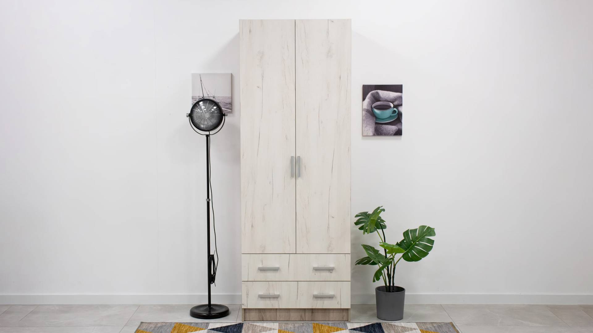 Гармония ШК 603 М Шкаф 2 ств. дуб крафт белый дуб крафт серый смотреть онлайн