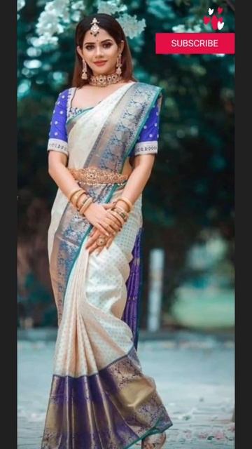 Attractive Off-white & Blue Soft Silk Saree || AllTime Outfits смотреть онлайн