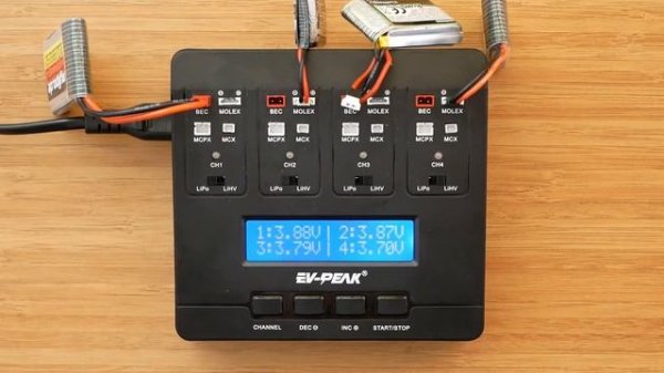 EV-Peak E6 4-channel 1s Lipo/LiHV Charger Review