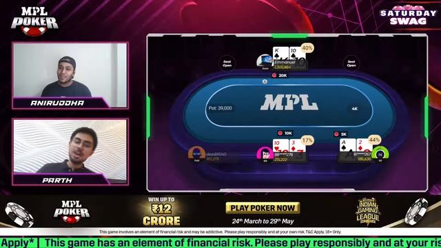 Saturday Swag 2L GTD 990 Buyin Final Table Replay | YourPokerGuy & Aniruddha Joshi | MPL смотреть онлайн