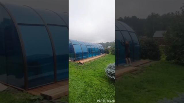 Навес для бассейна. Бассейн в теплице. смотреть онлайн